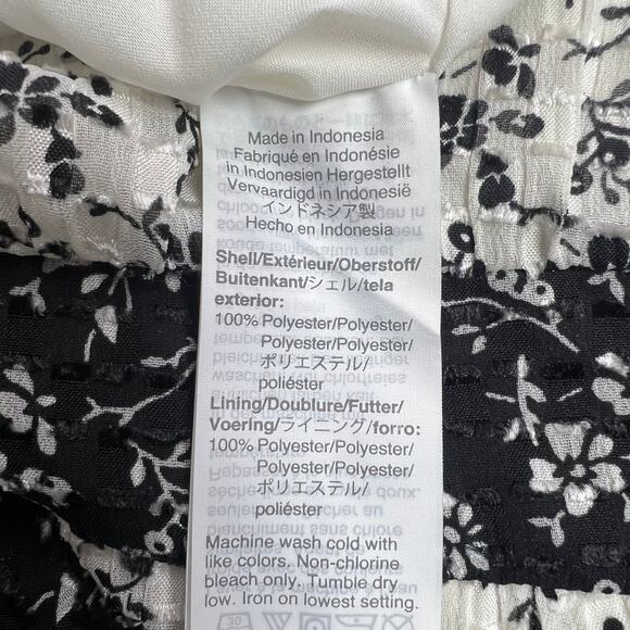 Madewell Women's Peplum Blouse Black and White Ditsy Floral Print Airy Size XL - Picture 15 of 16